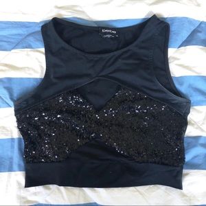 BEBE • Cut Out Sequined Crop Top